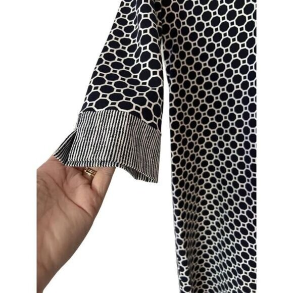 J. McLaughlin Black Knit Falcon Dress Geometric Print Collared Women's Medium - Picture 4 of 5